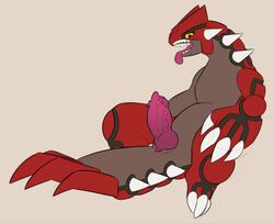 1boy barbed_penis claws digital_media_(artwork) erection feet feral groudon hi_res knot lechecker legendary_pokémon looking_at_viewer male male_only nintendo nude open_mouth penis pokémon_(species) pokemon pokemon_rse scalie simple_background solo spikes teeth veins video_games