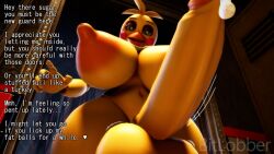 3d animatronic anthro areola avian balls beak bedroom_eyes big_breasts big_penis bird bitlobbs bodily_fluids breasts chicken cum erection five_nights_at_freddy's five_nights_at_freddy's_2 futa_only futanari galliform gallus_(genus) genital_fluids genitals gynomorph hi_res humanoid hyper hyper_balls hyper_breasts hyper_penis intersex looking_at_viewer machine narrowed_eyes nipples nude open_mouth penis phasianid robot scottgames seductive solo text thick_thighs toy_chica_(fnaf) video_games yellow_body