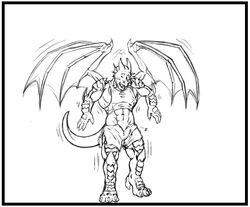 anthro black_and_white dragon growth lethias macro male male_only minnigan monochrome muscle_growth muscular muscular_male scales solo wings