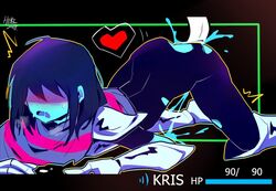 2018 blue_body blue_skin blush clothed clothed_rape cumming dark_blue_hair deltarune femboy from_behind gay heki_(artist) hp_bar kris_(deltarune) male miss60250 penetration rape ripped_clothing sweat top-down_bottom-up torn_clothes torn_clothing