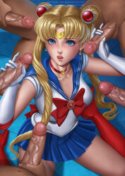 1girls 5boys alexander_dinh bishoujo_senshi_sailor_moon blue_eyes blue_skirt breasts censored choker clothing collarbone crescent crescent_earrings derivative_work diadem double_handjob earrings female gangbang gloved_handjob gloves group_sex gumroad_username handjob heart heart_choker highres jewelry light-skinned_female light-skinned_male light_skin lips long_hair looking_at_viewer medium_breasts meme mmmmmf_sixsome mosaic_censoring multiple_boys multiple_penises open_mouth patreon_username penis red_choker sailor_collar sailor_moon sailor_moon_redraw_challenge sailor_senshi sailor_senshi_uniform screencap_redraw sixsome skirt small_breasts straight surrounded_by_penises twintails usagi_tsukino white_gloves