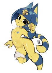 1girls 5_fingers :< abs animal_crossing ankha anthro arched_back areolae armpits bandage bandages bangs belly big_ears big_eyes black_eyes blue_ears blue_fur blue_hair blue_markings blue_nipples bob_cut breasts claws clothing egyptian eye_contact eyeshadow feet felid feline felis female fit flat_chest fur furry furry_only hair head_jewelry headgear headwear hi_res looking_at_viewer makeup mammal markings multicolored_body navel nintendo nipples no_toes on_one_leg paws pose pussy rinkae shortstack signature simple_background sketch small_breasts solo standing strap striped_tail stripes tail text thick_thighs thumbs_up two_tone_body video_games watermark white_background wide_hips yellow_body yellow_fur