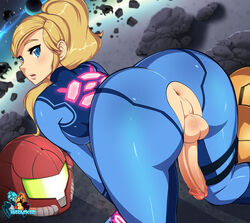 1futa anus armor ass balls big_balls big_penis futa_only futanari helmet helmet_with_visor hizzacked long_penis metroid nintendo penis samus_aran taint varia_suit_helmet zero_suit zero_suit_samus