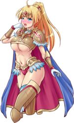 arekara4nen armor blonde_hair blush breasts cape feathers female female_only gloves huge_breasts panties tagme underboob