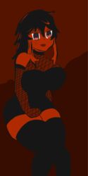 black_hair curvy fishnets hell lipstick red_hair red_skin thick thick_thighs