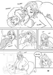 1boy 1girls ass_expansion blowjob breast_expansion comic erection fellatio female giantess huge_breasts huge_cock just-add-water99 larger_female male small_but_hung smaller_male