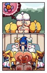 after_sex after_vaginal anthro before_and_during_pregnancy bunnie_rabbot buns_rabbot carrotia_the_rabbit comic cream_the_rabbit female group huge_breasts impregnation male multiple_girls multiple_pregnancies novelty_ovum ovum pregnant rabbit sonic_(series) sonic_the_hedgehog sperm_cell stacked turboranger vanilla_the_rabbit