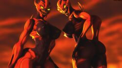 2girls 3d areola areolae ass bald big_ass big_breasts black_skin breasts busty claws curvy demon demon_girl doom drakepowers empty_eyes eyelashes female female_only hell highres huge_ass huge_breasts id_software imp imp_(doom) large_ass large_breasts looking_at_viewer monster monster_girl naked nipples no_pupils nude outdoors rule_63 sexually_suggestive sfm sharp_teeth shiny_skin source_filmmaker standing teeth thick_thighs voluptuous wide_hips yellow_sclera