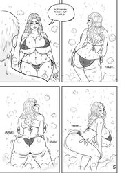 1boy 1girls ass ass_expansion ass_shake bouncing_breasts breast_expansion comic female giantess just-add-water99 male motion_lines nipple_bulge twerking