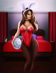 1girls ardham big_breasts big_hips breasts brown_skin bunny_ears bunny_girl bunnysuit choker female fishnets gabriela large_breasts large_hips latina original_character skimpy skin_tight tight_clothing wide_hips