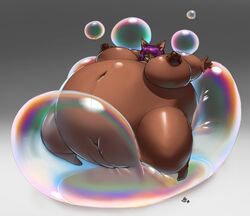 1girls anthro areolae astralantipode big_breasts breasts bubble bubbles erect_nipples eyewear female female_only furry glasses inflation nipples nude purple_hair pussy simple_background solo spherical_inflation suki_(milkybody)