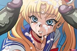 1girls 2020 2boys artist_name bangs bishoujo_senshi_sailor_moon blonde_hair blue_eyes blue_sailor_collar choker circlet clothing collarbone crescent crying crying_with_eyes_open cum cum_on_clothes cum_on_face cum_on_hair dark-skinned_male dark_skin derivative_work earrings eyebrows_visible_through_hair eyes_visible_through_hair facial female glans hair_over_shoulder heart_choker interracial jewelry looking_at_viewer male meme multiple_boys murakami_teruaki murakami_teruaki_(style) offscreen_character parted_bangs penis rape raped_superheroine red_choker sailor_collar sailor_moon sailor_moon_redraw_challenge stevechopz style_parody taimanin_(series) taimanin_asagi tears teeth twintails uncensored uniform upper_body usagi_tsukino vein veiny_penis watermark