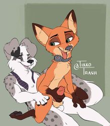 2020 absurd_res anal anal_sex animal_genitalia animal_penis anthro anthro_on_anthro anthro_penetrated anthro_penetrating anthro_penetrating_anthro balls canid canine canine_penis canis closed_eyes collar dipstick_ears disney domestic_dog duo fox fur gay genitals gloves_(marking) green_eyes grey_body grey_fur hi_res leg_markings male male/male male_only male_penetrated male_penetrating male_penetrating_male mammal markings masturbation multicolored_ears nick_wilde nude open_mouth open_smile orange_body orange_fur penetration penis red_fox sex shock_collar simple_background smile socks_(marking) spots spotted_body spotted_fur tongue tongue_out trashtikko white_body white_fur yaoi zootopia