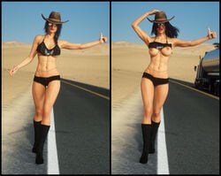 1girls 3d abs accidental_exposure areolae armpits athletic athletic_female bare_legs bare_shoulders bimbo black_hair boots breasts cow_girl cowboy_hat crop_top curvy desert earrings enf erect_nipples exposed exposed_nipples female female_focus female_only fit fit_female full_body gabriela_(lethalcandy) hat hitchhiking hotpants hourglass_figure jean_shorts large_breasts lethalcandy long_fingernails long_hair muscular_female nail_polish navel nipple_bulge nipple_slip nipples outdoors panties pinup pose posing short_shorts skimpy skimpy_clothes solo tagme tank_top tank_top_lift toned toned_female truck underboob waist_chain wardrobe_malfunction wide_hips wind wind_lift