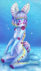 2_toes anthro aquatic_gastropod biped blue_body blue_fur breasts bubble colored digital_media_(artwork) feet female fur gastropod genitals hair hi_res iiijackie3678iii mammal marine mollusk multicolored_body multicolored_fur multicolored_hair nipples nude paws pink_nose purple_eyes pussy sea_slug seabunny short_hair slug solo toes water