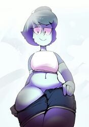 1girls crop_top daisy_dukes denim_shorts elchilenito female_only front_view gem_(species) jean_shorts lapis_lazuli_(bob) lapis_lazuli_(gem) lapis_lazuli_(steven_universe) looking_at_viewer no_panties smile steven_universe tagme undressing