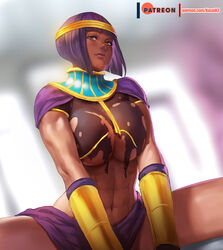 1girls big_breasts bob_cut breasts cleavage dark-skinned_female dark_skin egyptian female female_only kasai_x3 large_breasts lejeanx3 looking_at_viewer menat solo spread_legs street_fighter street_fighter_v