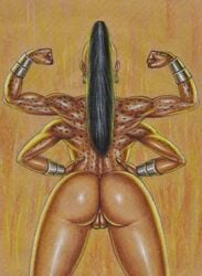 1girls 2d 4_arms ass biceps black_hair bracelet bubble_butt busty drawn earrings edithemad female female_focus female_only flexing horns hourglass_figure long_hair monster_girl mortal_kombat multi_arm multi_limb muscle muscles muscular muscular_female nude nude_female nudity pinup pose posing pussy rear_view sheeva shokan solo solo_female standing tied_hair toned toned_female vagina wide_hips