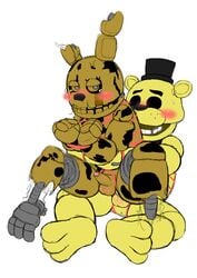 anal anal_sex animatronic bear blush bondage canon_appearance five_nights_at_freddy's furry_only gay golden_freddy golden_freddy_(fnaf) male male/male male_only no_humans penetration penis rabbit robot rope rope_bondage springtrap springtrap_(fnaf) tagme x_anus