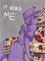 animatronic big_penis cum extreme five_nights_at_freddy's male/male male_only purple_guy_(fnaf) purple_hair purple_hat purple_skin robot selfcest sex springtrap springtrap_(fnaf) surprised william_afton