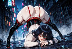 1girl ai_assisted ai_generated artist_name ass black_hair blue_eyes bodysuit boku_no_hero_academia boots breasts building city cityscape curvaceous curvy curvy_female curvy_figure female glasses high_heels jewelry large_breasts long_hair looking_at_viewer midnight_(my_hero_academia) miyuai my_hero_academia night ring skyscraper smile solo thick thick_ass thick_butt thick_hips thick_legs thick_thighs thigh_boots thighhighs top-down_bottom-up voluptuous voluptuous_female wide_hips wide_thighs