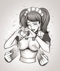 blush blushing boobs_out breasts_out exposed_boobs exposed_breasts exposed_tits eyes_closed feather_tickling heart_hands kawakami_sadayo kidetic kusujinn laughing maid maid_headdress maid_outfit moe_moe_kyun! persona persona_5 sadayo_kawakami sole_female tears tickle tickled tickling tickling_breasts tickling_nipples ticklish tits_out twintails_(hairstyle)