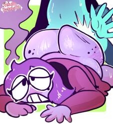 2d 2d_(artwork) ass ass_up berdly big_butt blue_skin deltarune deltarune_chapter_5 doggy_style glasses huge_ass nautti_spaghetti seth_(deltarune) spanking sweaty