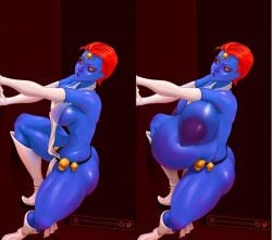 1girls ass belly big_ass big_belly big_breasts blue_skin breasts female female_only huge_breasts marvel mystique nipples pregnant red_hair solo solo_female twistedted x-men