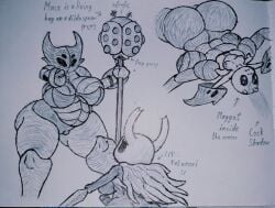 ass big_ass big_breasts breasts bug bug_girl curvy dildo false_knight female futanari hollow_knight insect insect_girl maggot paper sketch sokowyty tagme thick_thighs thighs