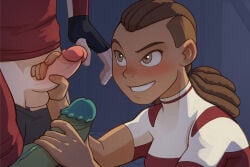 clothed_female handjob jerking_off kyle_(she-ra) lonnie_(she-ra) mattel relatedguy rogelio she-ra_and_the_princesses_of_power threesome two_cocks two_dicks