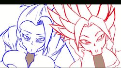 2boys 2girls animated big_breasts big_nipples blowjob breasts caulifla dragon_ball dragon_ball_super fellatio female kale large_breasts male multiple_boys multiple_girls paizuri penis rickert_kai saiyan sketch son_goten straight tagme trunks_briefs video wip