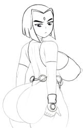big_ass big_breasts coldarsenal leotard raven_(dc) sketch teen_titans uncolored