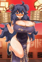 ai_generated big_breasts chinese_clothes female hex_maniac pokemon purple_hair