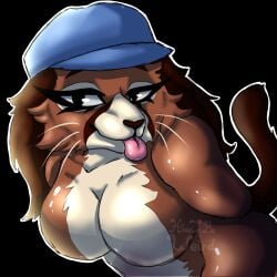 1girl animal_hospital big_boobs big_breasts boobs cap cleavage eyelashes featureless_breasts fur furry howtobeweird leaning_forward looking_at_viewer lynx naked naked_female nippleless_female roblox roblox_game shiny snout sticking_out_tongue tail tongue whiskers