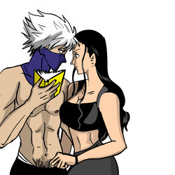 crossover female hatake_kakashi male mature_female mature_male naruto naruto_shippuden nico_robin one_piece sam24 seductive_smile white_hair