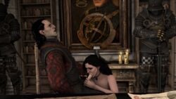 1girls 3boys 3d blowjob cd_projekt_red cheating clothed_male_nude_female detailed_background dubious_consent emhyr_var_emreis fellatio forced_oral guards kneeling male_on_female nude_female oral royalty sorceress the_witcher the_witcher_(series) the_witcher_3:_wild_hunt wanted_poster weebstank yennefer