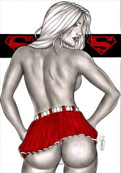 1girls 2017 ass back_view big_ass dc_comics elberty_(artist) female solo supergirl traditional_media_(artwork)