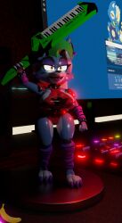 3d 3d_(artwork) animatronic animatronic_female arm_warmers artist_logo artist_name barefoot big_breasts blender choker clothed clothed_female computer computer_keyboard computer_monitor desk ear_piercing female_focus female_only figurine five_nights_at_freddy's five_nights_at_freddy's:_security_breach fnaf furry furry_female furry_only glowing_eyes gray_fur happy instrument keyboard keyboard_(computer) keytar latex leg_warmers leotard long_hair monitor muffintop20 multicolored_fur musical_instrument on_desk robot robot_girl roxanne_wolf_(fnaf) scottgames security_breach self_upload shoulder_pads smaller_female smile solo solo_female spiked_bracelet spiked_collar steel_wool_studios watermark white_hair wolf wolf_ears wolf_girl wolf_humanoid yellow_eyes