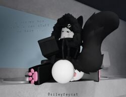 3d artist_name bell_collar big_butt black_cap black_fur black_hood black_thigh_highs black_thighhighs bodysuit cap cat_boy cat_ears cat_tail catboy collar collar_bell faggot femboy feminine_male fluffy_tail gay holster holster_strap holstered_pistol hood hood_up male paw_socks paws plump_ass plump_butt roblox robloxian self_upload showing_ass showing_off small_penis smaller_male stockings stretching tagme_(artist) thigh_highs thighhighs tiny_penis white_skin