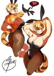 1girls amber_eyes anthro arknights aspirindabaitu big_ass big_breasts breasts bubble_butt bunny_ears bunnysuit female female_only huge_ass hyper_ass mx99926 pantyhose simple_background solo solo_female thick_thighs tiger tiger_girl waai_fu_(arknights) white_background wide_hips