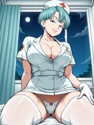 ai_generated anime anime_character anime_girl anime_milf anime_style big_ass big_breasts big_butt bulma bulma_(dragon_ball) bulma_briefs cleavage dragon_ball gloves hospital indoors mature_female mature_woman milf mommy mother nurse nurse_cap nurse_uniform panties robotkesh seductive seductive_look seductive_smile showing_panties solo solo_female stockings teasing thick_thighs upskirt wide_hips