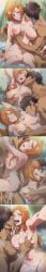 ai_generated big_breasts bleach breast_grab breast_sucking carrying_person carrying_position cheating_girlfriend huge_ass inoue_orihime kissing naked orange_hair sado_yasutora selfie yasutora_sado