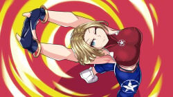 1girls big_breasts big_tits blonde blue_eyes blue_mary huge_breasts king_of_fighters light_skin looking_at_viewer short_hair smiley_face smiling standing