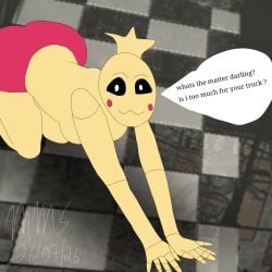 animatronic animatronic_female ass ass_focus butt butt_focus cool1263iej cool1263iej_(artist) dialogue looking_at_viewer tagme toy_chica_(fnaf) uploaded_by_artist