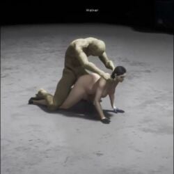 1boy 1girls against_wall ambiguous_penetration bent_over bent_over_table bodysuit cum cum_inside doggy_style from_behind gatto large_breasts mateydev rape standing standing_doggy_style standing_sex tagme torn_bodysuit torn_clothes video waist_grab zombie zombie_boy
