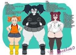 2d 2d_(artwork) 3girls among_us_reference artist_name artist_signature ass bag blue-haired_female blue_hair blue_shorts boots character_name character_profile character_sheet coke-bottle_glasses darktale double_bun female fingerless_gloves forehead gloves grin hi_res hood hoodie huge_ass long_hair long_shirt long_stockings looking_at_viewer oc oc_sheet odango orange_hair orange_vest original_character pantless pink_shoes rain_boots randoseru red_bag riko_(darktale) sassy self_upload short_sleeved_shirt short_twintails shorts simple_background skindentation smile solo spiral_glasses thick_thighs thighs twintails vest whistle yellow_boots yellow_eyes yuki_(darktale)