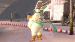 bbm big_ass big_breasts bikini breasts bubble_butt busty_male cleavage eeveelution female furry huge_ass huge_breasts kingofthekabuto leafeon male male_with_breasts overweight pokemon pokemon_(species) queenofthekabuto tagme thick_thighs wide_hips
