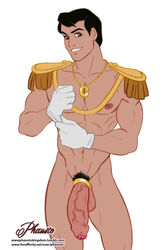 1boy abs balls ballsack bara biceps big_balls big_penis black_hair black_pubic_hair body_hair brown_eyes cinderella_(1950_film) cock_ring crossover disney disney_prince foreskin foreskin_folds gloves human intact looking_at_viewer male male_nipples male_only male_pubic_hair mostly_nude_male muscle muscles muscular_male necklace pecs penis phausto presenting presenting_balls presenting_penis prince_charming pubes scrotum shoulder_pads smile smooth_skinned_male solo tassel testicles uncensored uncut unretracted_foreskin veiny_penis white_background white_male