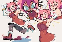 1girls amy_rose armpits big_breasts bouncing_breasts clothed humanized kharonnsfw pink_hair sega solo solo_female solo_focus sonic_(series) sonic_the_hedgehog_(series) tagme