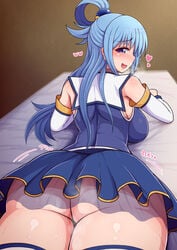 1girls aqua_(konosuba) aqua_eyes big_ass big_breasts blue_eyes blush bubble_ass bubble_butt dat_ass fat_ass female goddess heart huge_ass huge_breasts huge_thighs kono_subarashii_sekai_ni_shukufuku_wo! larger_ass looking_at_viewer looking_back miniskirt pale-skinned_female pale_skin ponpo presenting presenting_ass thick_ass thick_thighs thighhighs thighs voluptuous